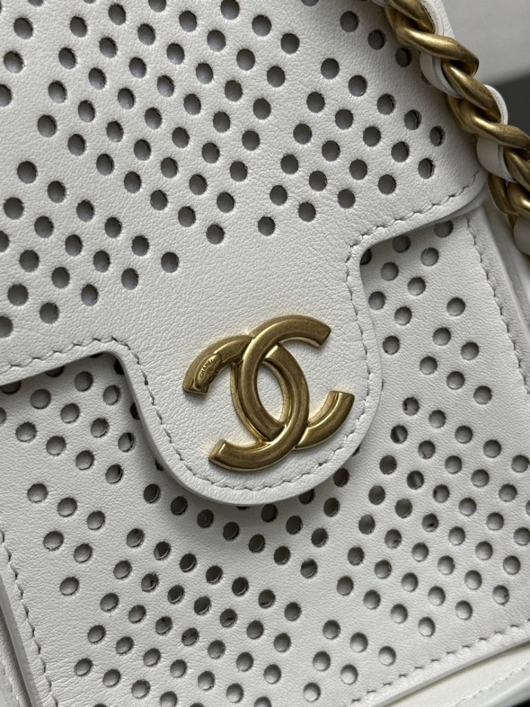 图片[5]-全新出货NEWChanel 26Bag嬉皮hobo镂空系列镂空+做旧金链，自带复古又仙的buff软皮质感+能装下全世界的容量实用和颜值双在线SA说这款不是所有国家都有主打一个小巧、轻便、随意感觉也不用特别搭配衣服背上就是不费力的富家千金感，仙女的日常通勤包预定！五金：复古金+辽色拼接皮料：渠道开料部z牛皮尺寸：30*26*14-newbee