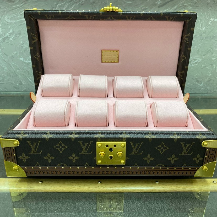 图片[2]-COFFRET 8 MONTRES 表盒这款8只装腕表盒以经典的帆布制成。它可便利地从保险箱存放至手提箱中，并配有一个可拆卸托盘用于藏匿其他贵重物品。【8只手表盒硬箱】size:34x13x18cm-newbee