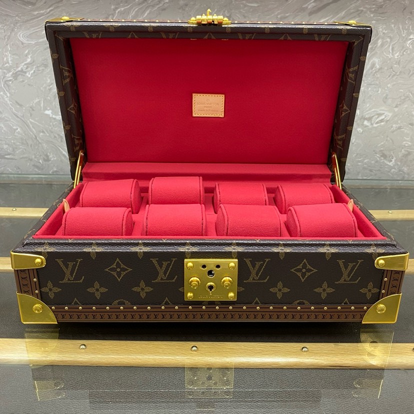 图片[5]-COFFRET 8 MONTRES 表盒这款8只装腕表盒以经典的帆布制成。它可便利地从保险箱存放至手提箱中，并配有一个可拆卸托盘用于藏匿其他贵重物品。【8只手表盒硬箱】size:34x13x18cm-newbee